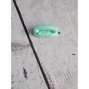 Vintage Keychain THE PRINCESS ROTARY DIAL PHONE Key Fob Ring MINI AQUA TELEPHONE